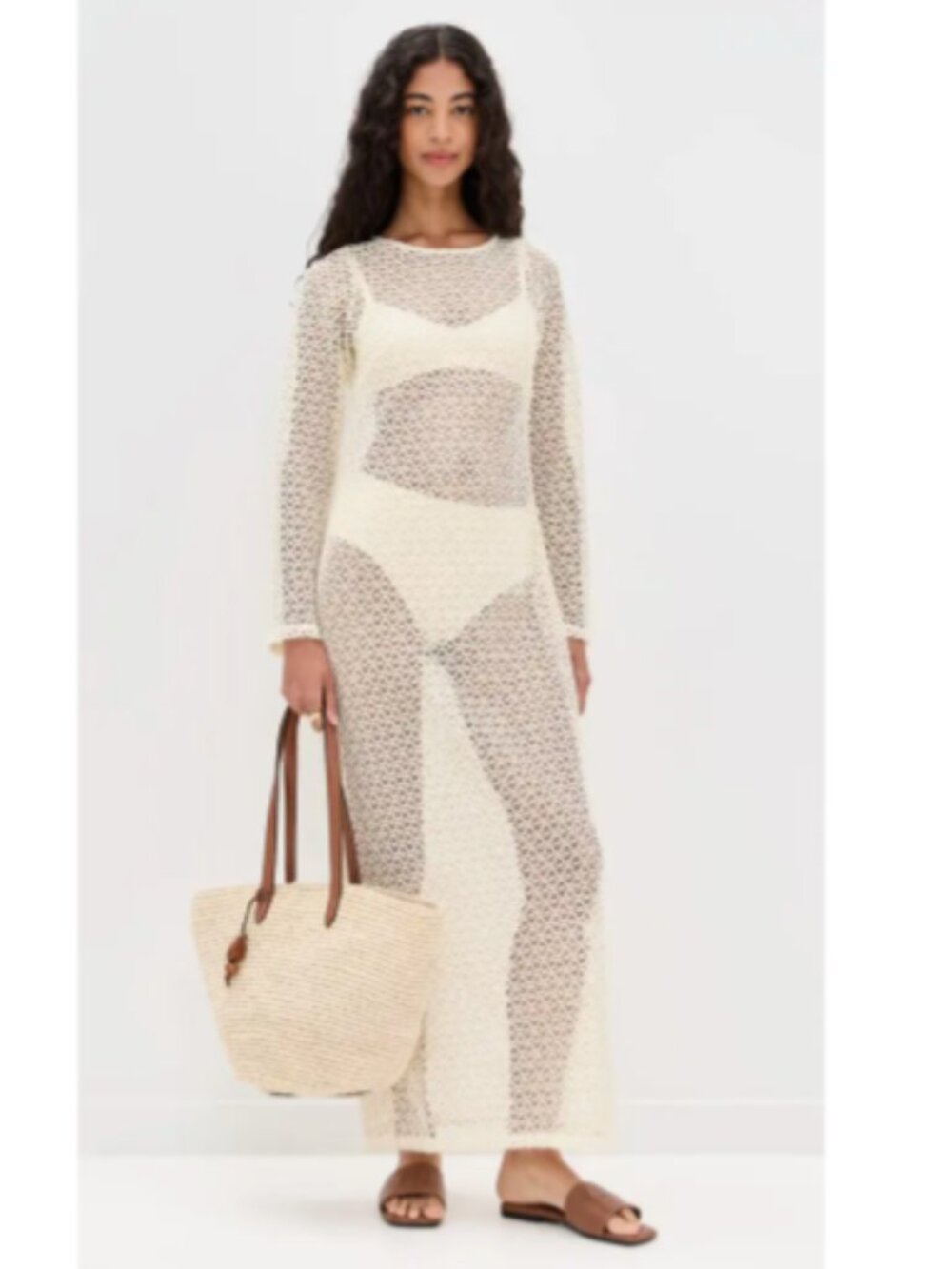 Le Bop Island Crochet Maxi Dress NWT in Natural Swim Coverup